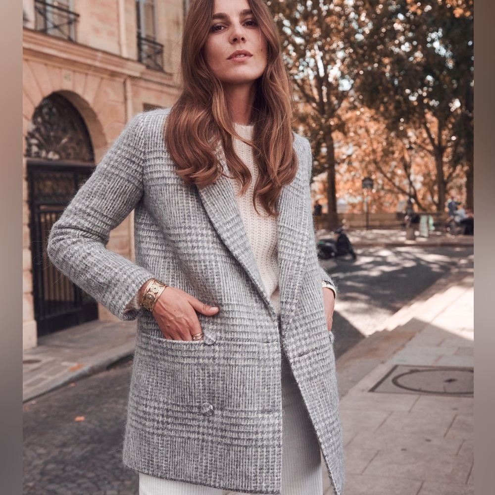 COPY - 🦄SEZANE James coat in grey checkered print